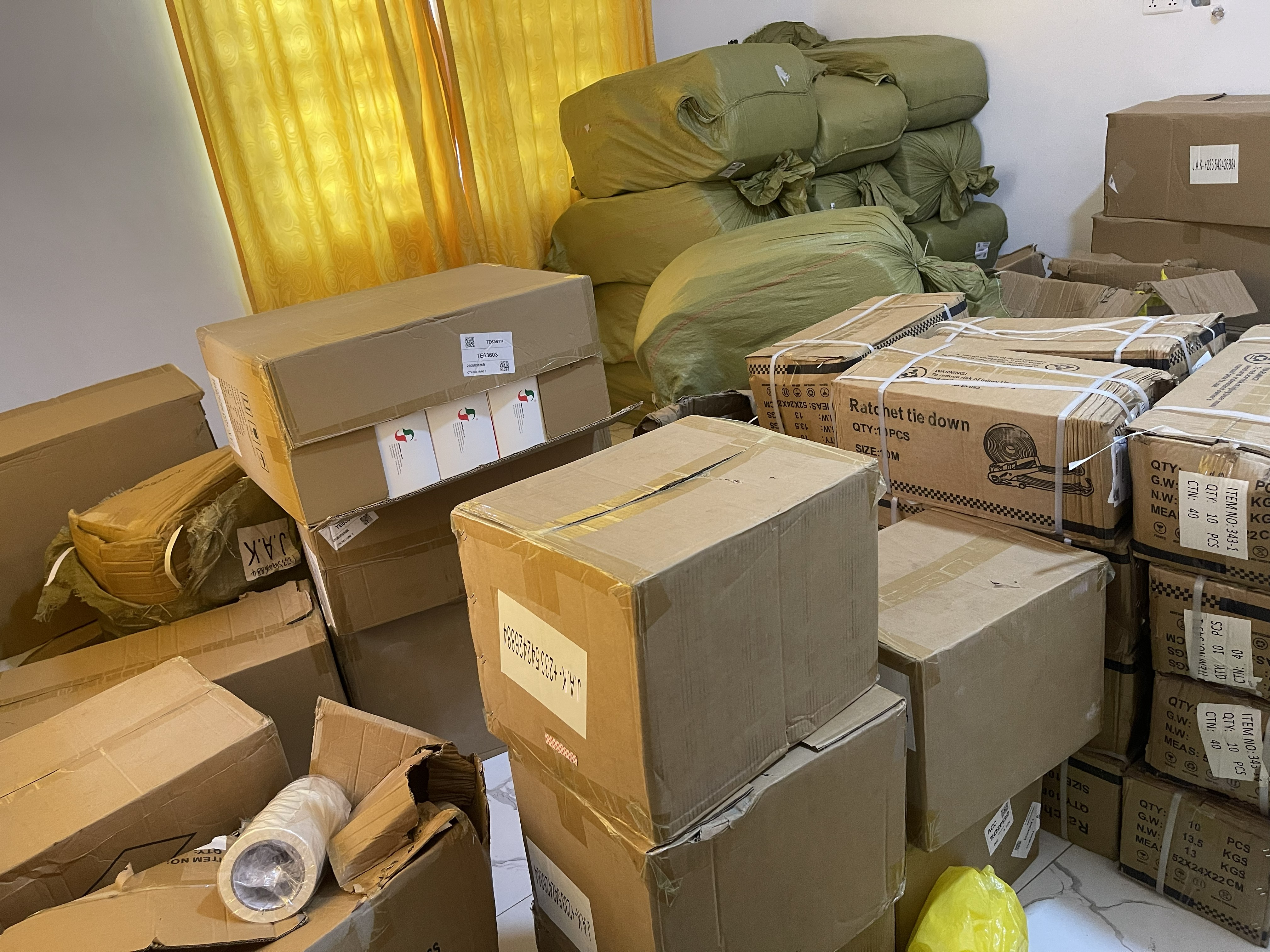 Organized Ampem Trust Oilfield Services warehouse stocked with safety equipment