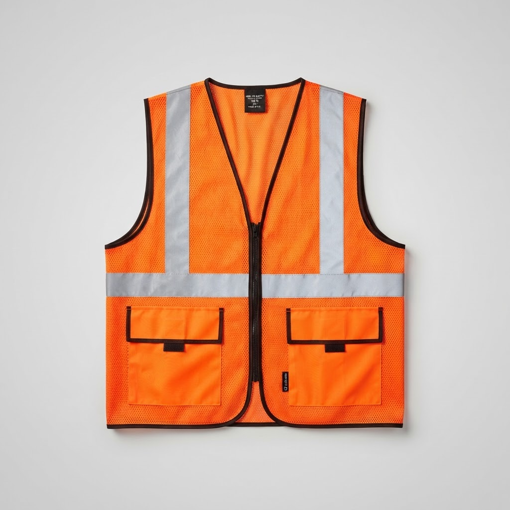 High visibility orange safety vest